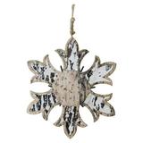 Northlight Seasonal 6.5" Nature's Luxury Wooden Mirrored Snowflake Christmas Ornament Plastic in Gray/Yellow, Size 6.5 H x 1.0 W x 5.75 D in Wayfair