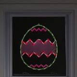 Northlight Seasonal 17" Lighted Green w/ Pink Chevron Stripe Easter Egg Window Silhouette Plastic in Green/Pink, Size 17.0 H x 0.5 W x 13.5 D in
