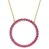 "Stella Grace 10k Gold Lab-Created Ruby Circle Pendant Necklace, Women's, Size: 17"", Red"