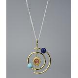 Lotus Fun Women's Necklaces yellow gold plated - Gemstone & Sterling Silver Swirl Sun Pendant Necklace