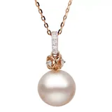 "PearLustre by Imperial 10k Rose Gold Pink Freshwater Cultured Pearl & Diamond Accent Pendant Necklace, Women's, Size: 18"""