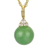 14k Gold Over Silver Jade Bead & White Topaz Pendant Necklace, Women's, Green