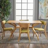 George Oliver Bryona 4 - Person Solid Wood Dining Set Wood/Upholstered Chairs in Brown, Size 29.53 H in | Wayfair FA9061FA2E704515BE6E9B4A418FD83E