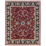 World Menagerie Collision Oriental Handmade Tufted Wool Red/Area Rug Wool in Black, Size 30.0 W x 0.75 D in | Wayfair
