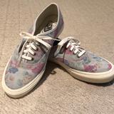 Vans Shoes | Flowered Suede Vans | Color: Blue/Pink | Size: 9