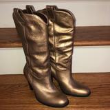Nine West Shoes | Nine West Bronze High Heel Boots | Color: Gold | Size: 6.5