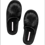 Victoria's Secret Shoes | Nwt Victorias Secret Pom Pom Velvet Slippers | Color: Black/Red | Size: Various