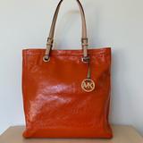 Michael Kors Bags | Michael Kors Patent Leather Tote Shoulder Handbag | Color: Gold/Orange | Size: Os