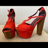 Jessica Simpson Shoes | Jessica Simpson Dany T-Strap Platform Size 6 | Color: Orange | Size: 6