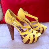 Jessica Simpson Shoes | Jessica Simpson Snake Skin Heels | Color: Yellow | Size: 5.5