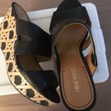 Nine West Shoes | New! Nine West Wedge Heels- | Color: Black/Tan | Size: 7.5