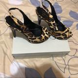 Jessica Simpson Shoes | Leapord Open Toe Pumps | Color: Black/Yellow | Size: 8