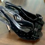 Kate Spade Shoes | Kate Spade Velvet Peep -Toe Stiletto Shoe | Color: Black | Size: 9