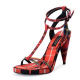 Burberry Shoes | Burberry London Canvas High Heels Sandals Shoes | Color: Black/Red | Size: Various