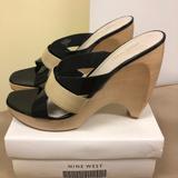 Nine West Shoes | New Nine West Patent Leather Wedge Heel | Color: Black/Cream | Size: 8