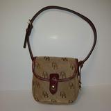 Dooney & Bourke Bags | Dooney & Bourke Small Beige And Tan Canvas Handbag | Color: Brown/Tan | Size: 7 X 7 X 1.5