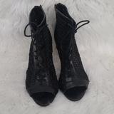 Nine West Shoes | Lace Up Peep Toe Sandals | Color: Black | Size: 8
