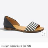 J. Crew Shoes | J.Crew Morgan Striped Peep Toe Flats | Color: Blue | Size: 9.5