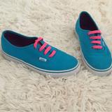 Vans Shoes | Blue And Pink Authentic Vans | Color: Blue/Pink | Size: 7.5