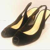 Kate Spade Shoes | Kate Spade Velvet Slingback Peep Toe Heels Pumps | Color: Black | Size: 7