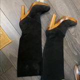 Michael Kors Shoes | Michael Kors Platform Wooden Heel Knee Boots Sz8m | Color: Black | Size: 8