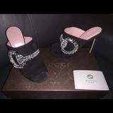 Gucci Shoes | Gucci Mxime Suede Heeled Mule Sandals | Color: Black | Size: 6