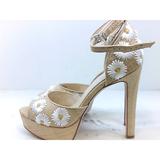 Jessica Simpson Shoes | Jessica Simpson Womens Beeya Fabric Sandals | Color: Tan/White | Size: 7