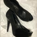 Jessica Simpson Shoes | Jessica Simpson Black Suede Peep Toe | Color: Black | Size: 7