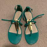 Nine West Shoes | Cute Sandals | Color: Gold/Green | Size: 8.5