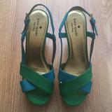 Kate Spade Shoes | Kate Spade Two-Toned Block Heels | Color: Blue/Green | Size: 7
