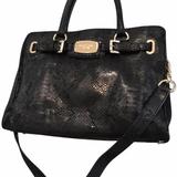 Michael Kors Bags | Michael Kors Hamilton Python Embossed Leather Tote | Color: Black/Gold | Size: Os