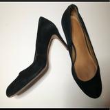 Coach Shoes | Coach Black Suede Round Toe Pumps Shoes Size 7.5 | Color: Black | Size: 7.5
