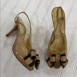 Kate Spade Shoes | Kate Spade Nude Bow Slingback Heels - Sz 8.5 | Color: Black/Tan | Size: 8.5
