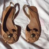 Coach Shoes | Coach Flower Sling Back Peep Toe Flat | Color: Tan | Size: 7