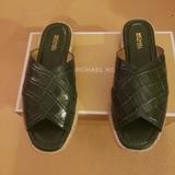 Michael Kors Shoes | Michael Kors Linden Slide Flats Sandals | Color: Green | Size: 7.5