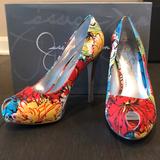 Jessica Simpson Shoes | Jessica Simpson Floral Heel | Color: Red/White | Size: 7.5