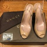 Gucci Shoes | Gucci Vernice Crystal Dk Cipria Heels Size 36.5 | Color: Pink | Size: 6.5