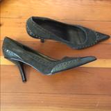 Nine West Shoes | Hunter Green Leather And Suede Pump 7.5 | Color: Green | Size: 7.5