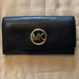 Michael Kors Bags | Michael Kors Trifold Leather Wallet | Color: Black/Gold | Size: Os