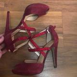Nine West Shoes | Maroon Strappy Peep Toe Platforms | Color: Red | Size: 7.5