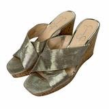 Jessica Simpson Shoes | Jessica Simpson Seena Gold Cork Wedge Sandals 9 M | Color: Gold/Tan | Size: 9