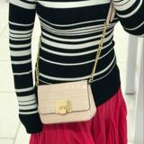 Michael Kors Bags | Michael Kors Tina Embossed Leather Crossbody Bag | Color: Cream | Size: Os