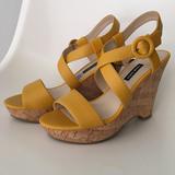 Nine West Shoes | Nine West Wedge Sandal Sz 8.5 | Color: Tan/Yellow | Size: 8.5