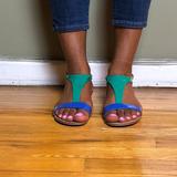 Nine West Shoes | Nine West Color Block Flat Sandals | Color: Blue/Purple | Size: 8