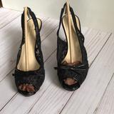 Kate Spade Shoes | Kate Spade Peep Toe Sling Back Heels, Size 7 | Color: Black | Size: 7