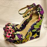 Nine West Shoes | Nine West Let It Go Wedge Sandals- 9.5 | Color: Pink/Purple | Size: 9.5
