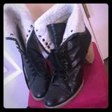 Nine West Shoes | Nine West Black Lace Up Ankle Boots | Color: Black/Cream | Size: 9.5