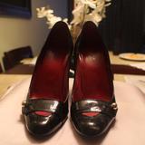 Gucci Shoes | Gucci Authentic Black Leather Pumps Heels Shoes Go | Color: Black/Red | Size: 8.5