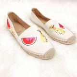 J. Crew Shoes | J. Crew Canvas Embroidered Fruits Espadrille Flats | Color: Cream | Size: 9