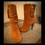 Michael Kors Shoes | Calf Height, Tan Suede, Mk Stiletto Boots. | Color: Tan | Size: 8